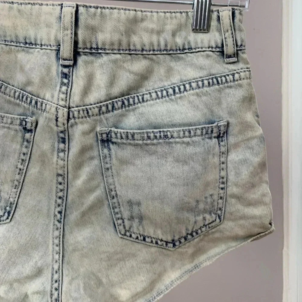 Hi Rise Topshop Distressed Denim Hallie Shorts